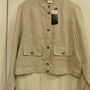 NWT Harve Benard Beige Linen Blazer Jacket Size 10